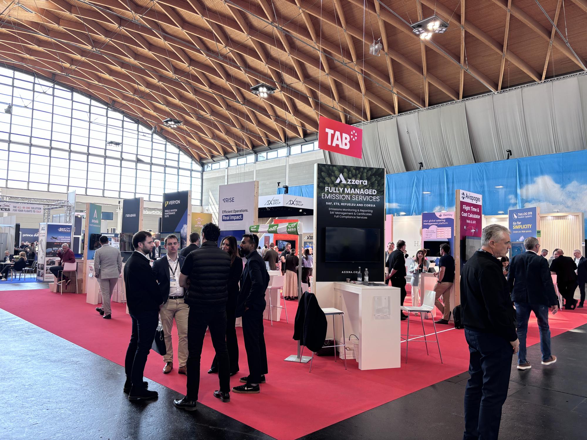 Visitors gather at the TAB* pavilion in Hall A1 at AERO Friedrichshafen 2026
