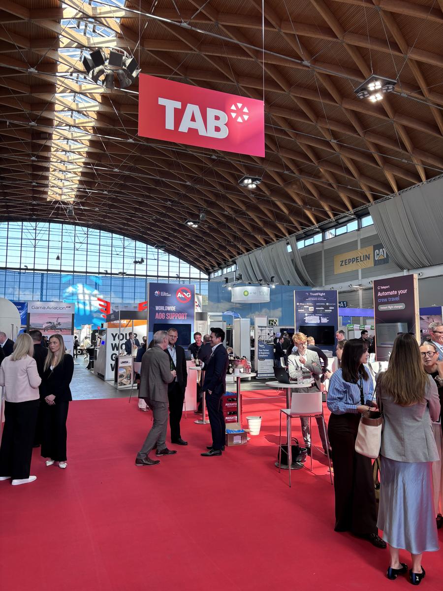 The TAB* pavilion banner at AERO Friedrichshafen 2026